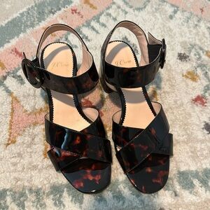 J Crew Tortoise Shell Ankle Strap Wedge Sandals